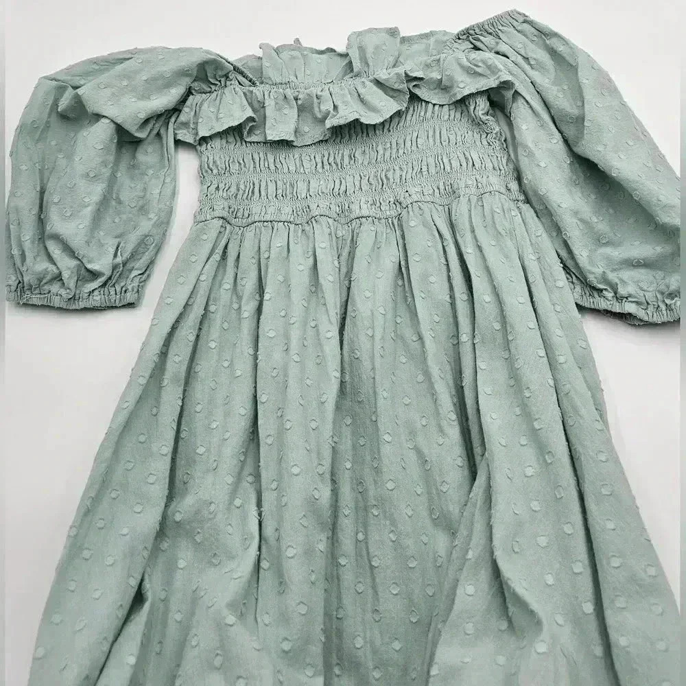 R. Vivimos Womens Size L 12/14 Summer Half Sleeve Cotton Ruffled Dress - Picture 5 of 12